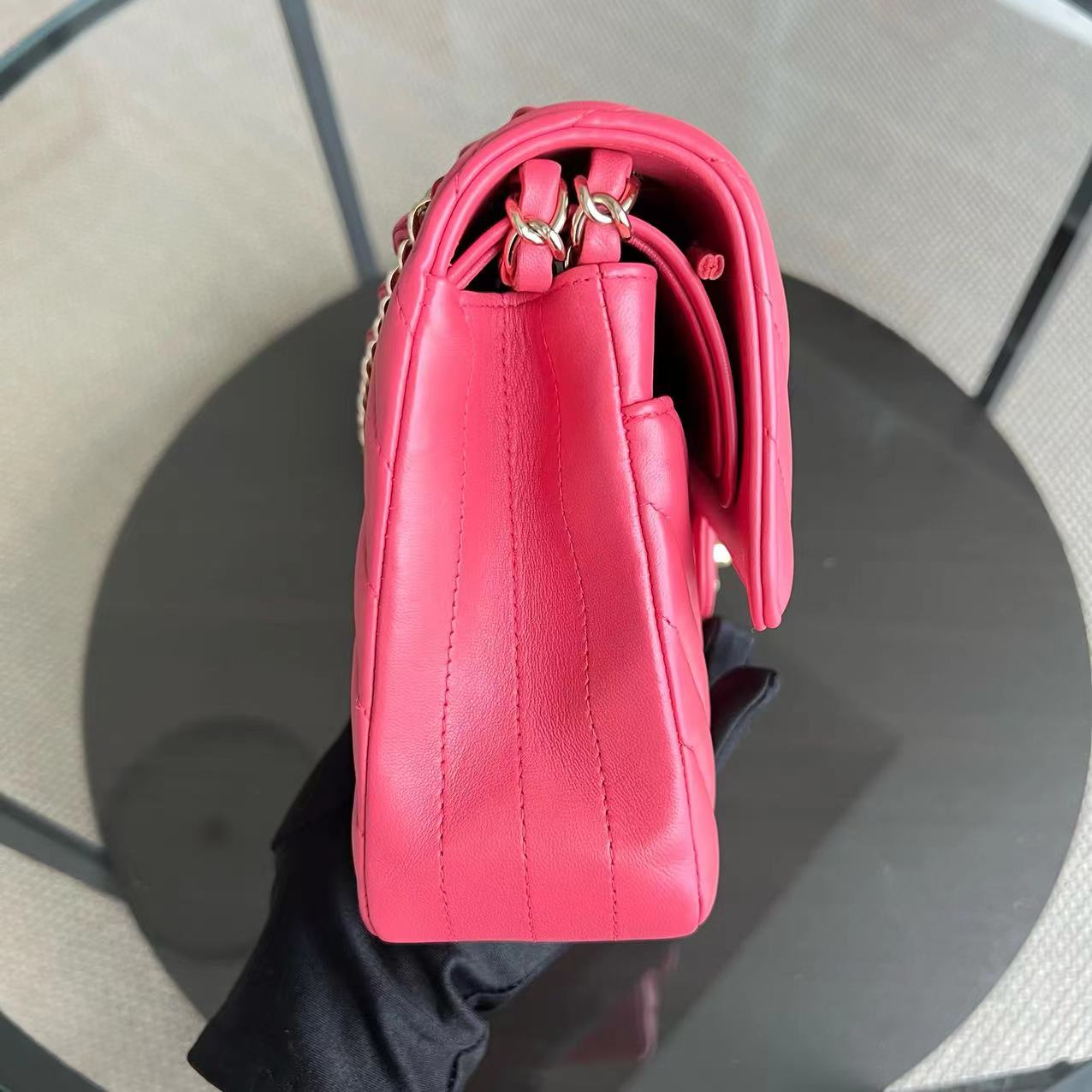 *Like New* Medium Chevron Lambskin Coral Pink Golden Hardware Series 24