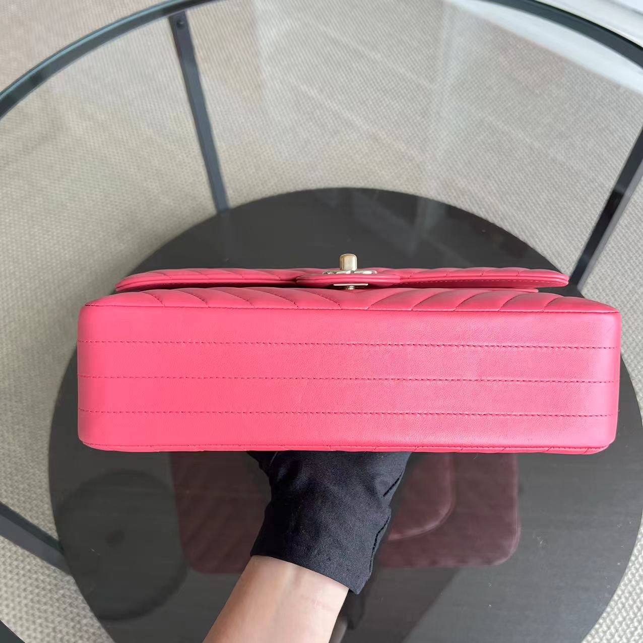 *Like New* Medium Chevron Lambskin Coral Pink Golden Hardware Series 24