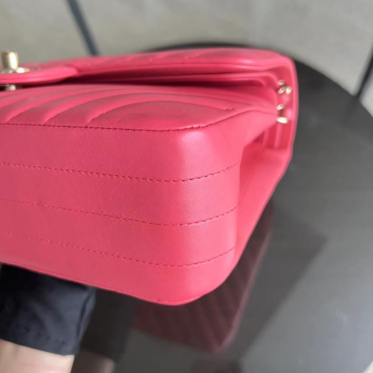 *Like New* Medium Chevron Lambskin Coral Pink Golden Hardware Series 24