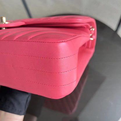 *Like New* Medium Chevron Lambskin Coral Pink Golden Hardware Series 24