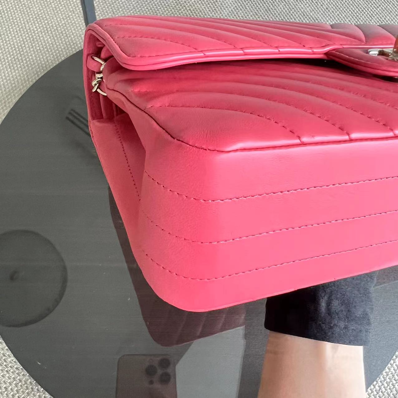 *Like New* Medium Chevron Lambskin Coral Pink Golden Hardware Series 24