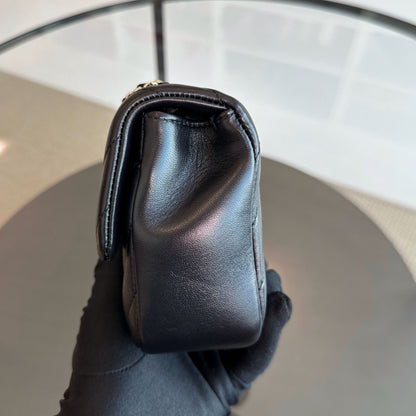 *Like New* Mini Rectangular 20CM Chevron Lambskin Black LGHW