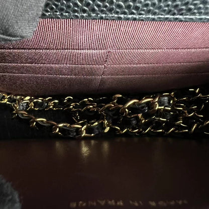 *Like New, Receipt Full Set* Caviar WOC Wallet On Chain Quilted Grained Calfskin Black Golden Hardware Series 31