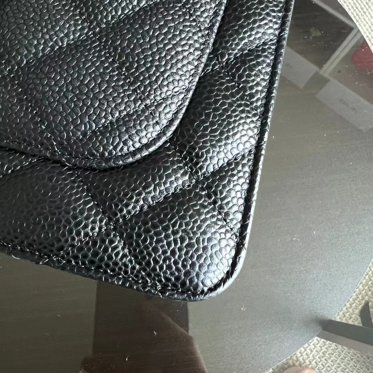 *Like New, Receipt Full Set* Caviar WOC Wallet On Chain Quilted Grained Calfskin Black Golden Hardware Series 31