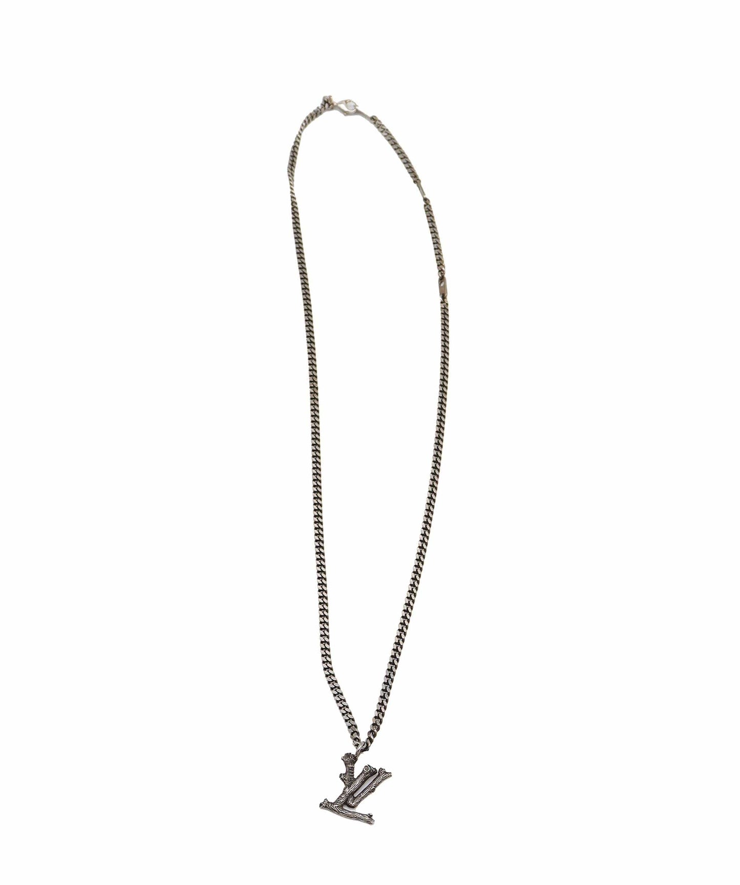 Louis Vuitton LV Wood Necklace Metal Silver MP2818 LV Auth 97978 DXBS3287