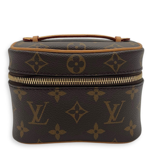 Louis Vuitton Nice Top Handle Bag Nano Brown in Monogram Coated Canvas, Gold hardware S2509-008044VZ
