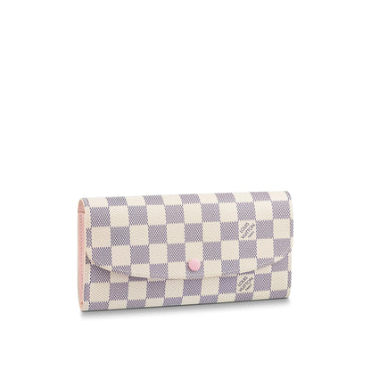 Louis Vuitton Damier Azur Emilie Wallet Rose Ballerine