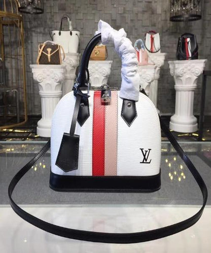 LV Alma BB Epi Leather Two-Tone White