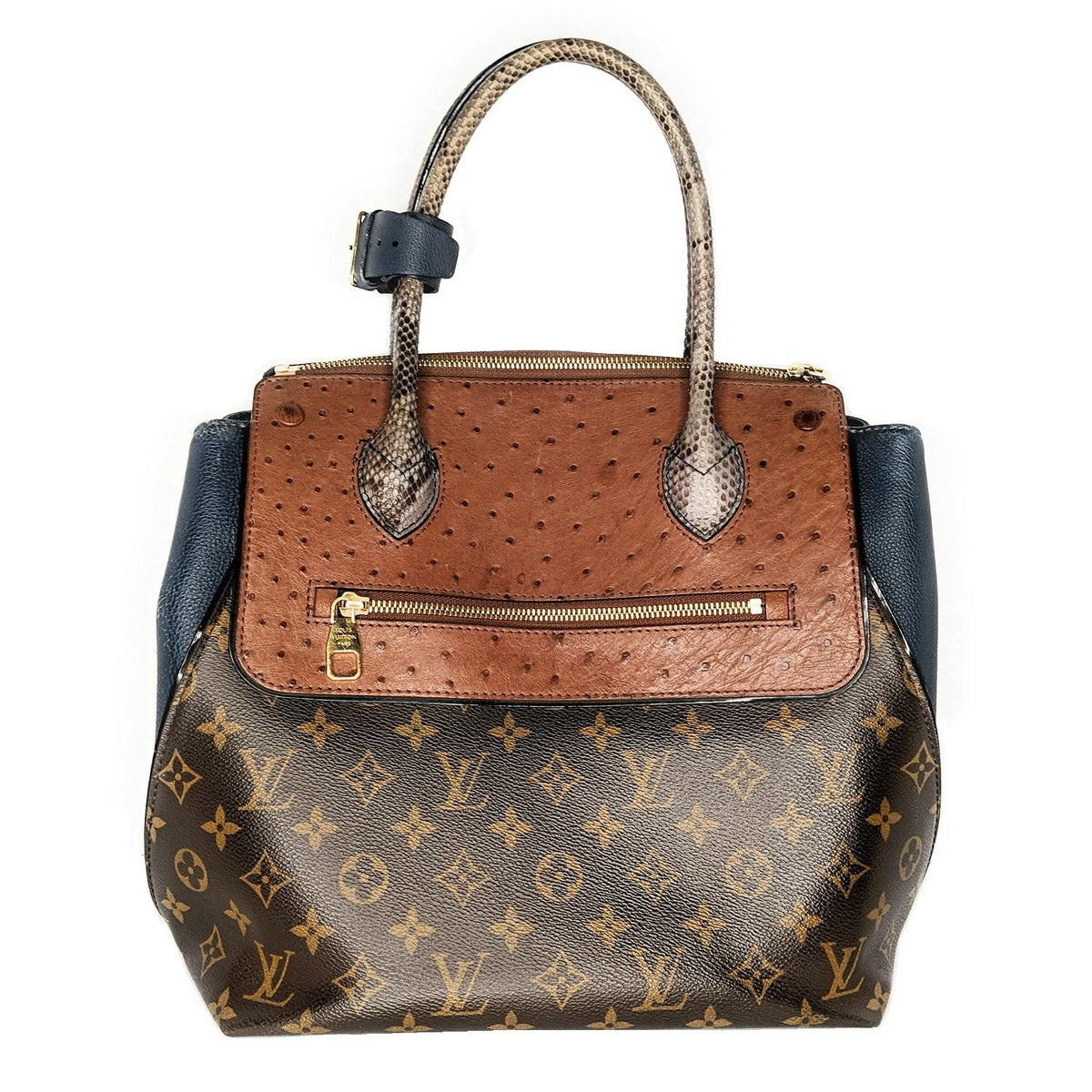 Louis Vuitton Majestuex Tote Leather Ostrich Blue Python Satchel