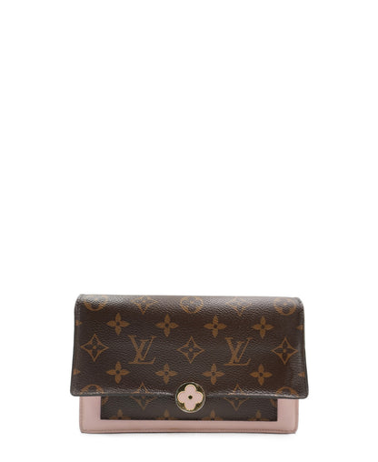 Monogram Flore Wallet on Chain Pink, Multicolor