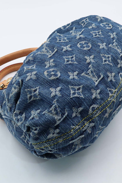 Monogram Pleaty Denim Handbag Blue