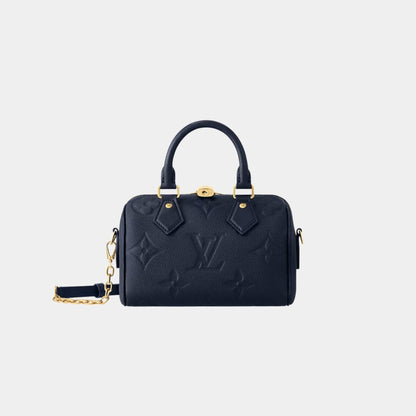 Louis Vuitton Speedy Bandouliere 20 Bag In Monogram Empreinte Leather, Navy, Front