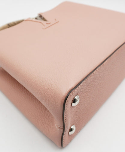 Python-Trimmed Taurillon Capucines MM Baby Pink