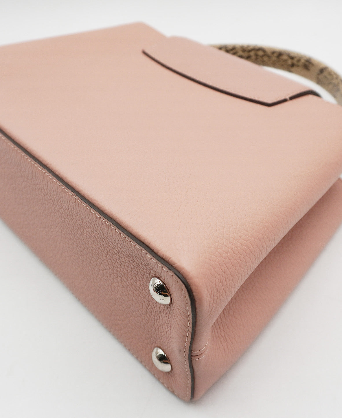Python-Trimmed Taurillon Capucines MM Baby Pink