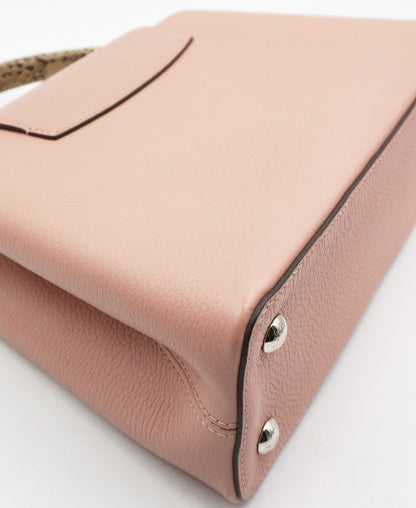 Python-Trimmed Taurillon Capucines MM Baby Pink