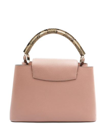 Python-Trimmed Taurillon Capucines MM Baby Pink