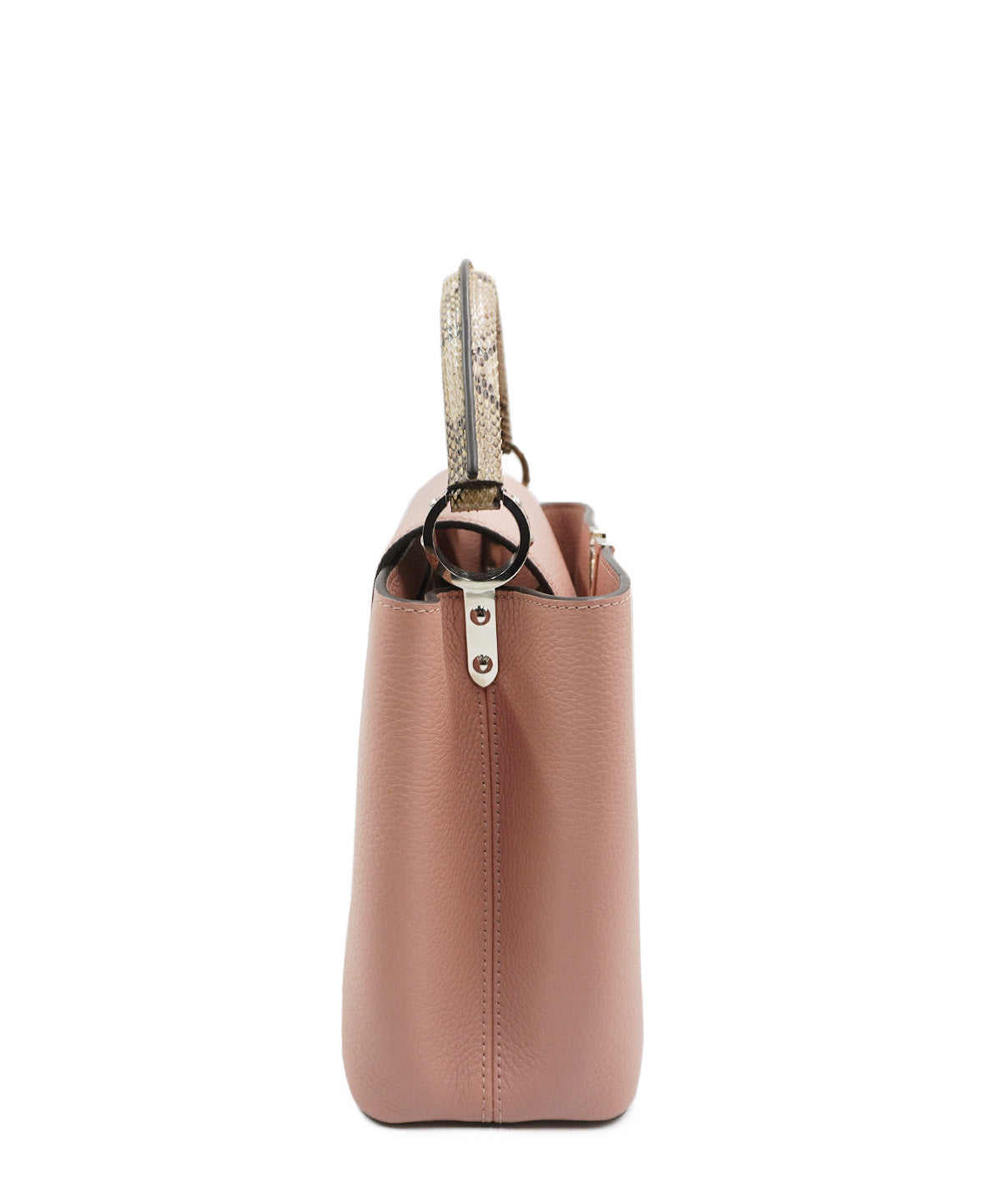 Python-Trimmed Taurillon Capucines MM Baby Pink
