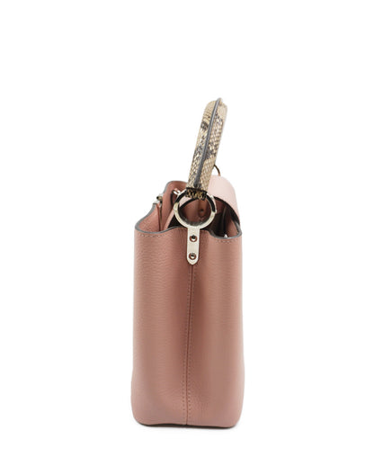 Python-Trimmed Taurillon Capucines MM Baby Pink