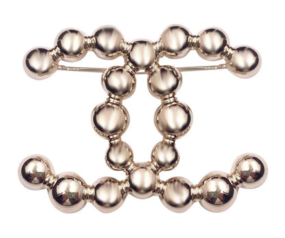 Chanel Brand New Light Gold CC Bead Brooch