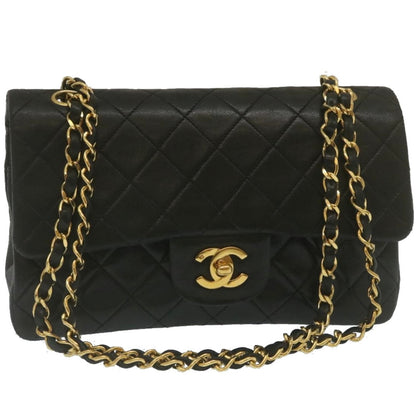 CHANEL Classic Matelasse 23 Chain Flap Shoulder Bag Lamb Skin Black Auth lt398A