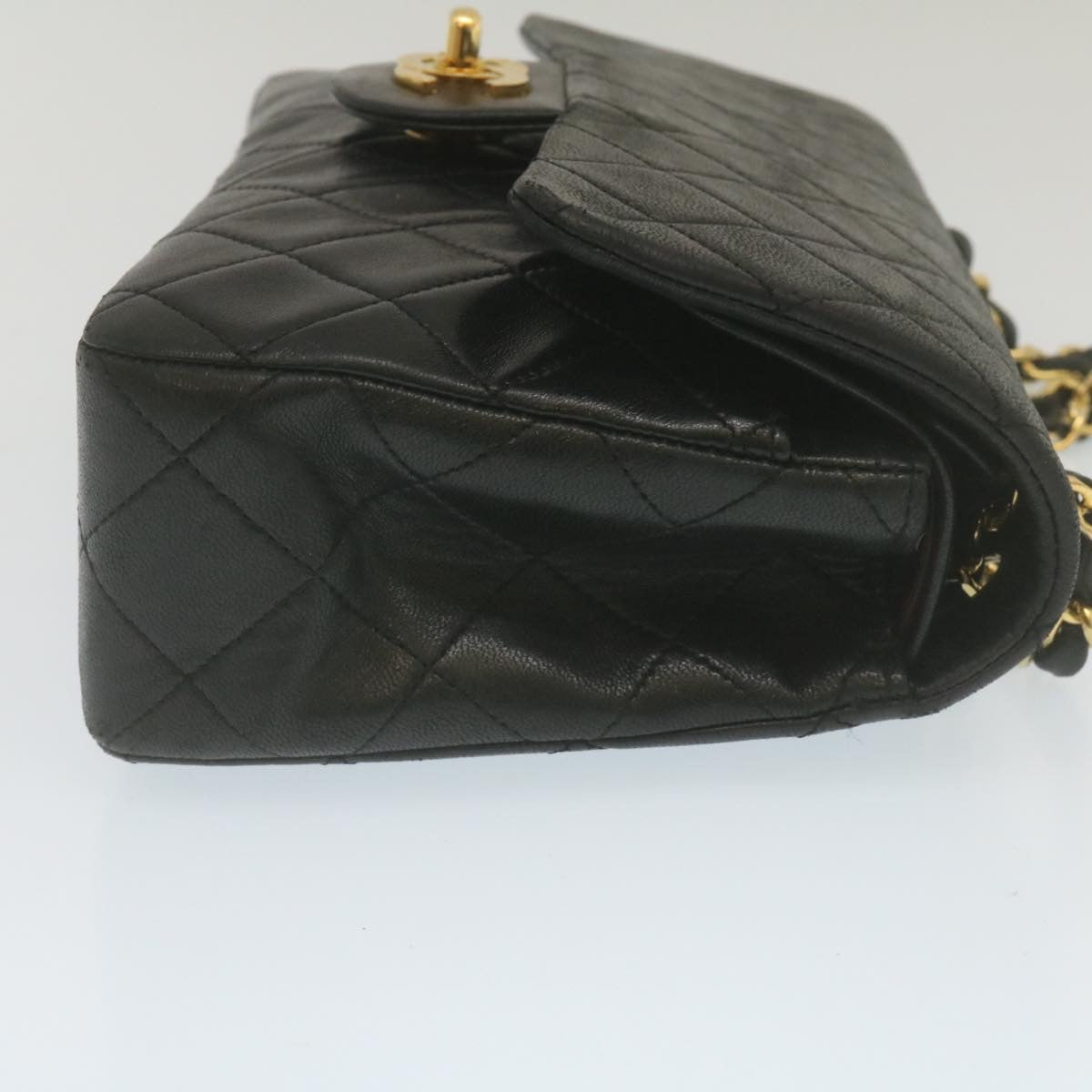 Chanel Classic Matelasse  Chain New Shoulder Bag Lamb Skin Black Auth A