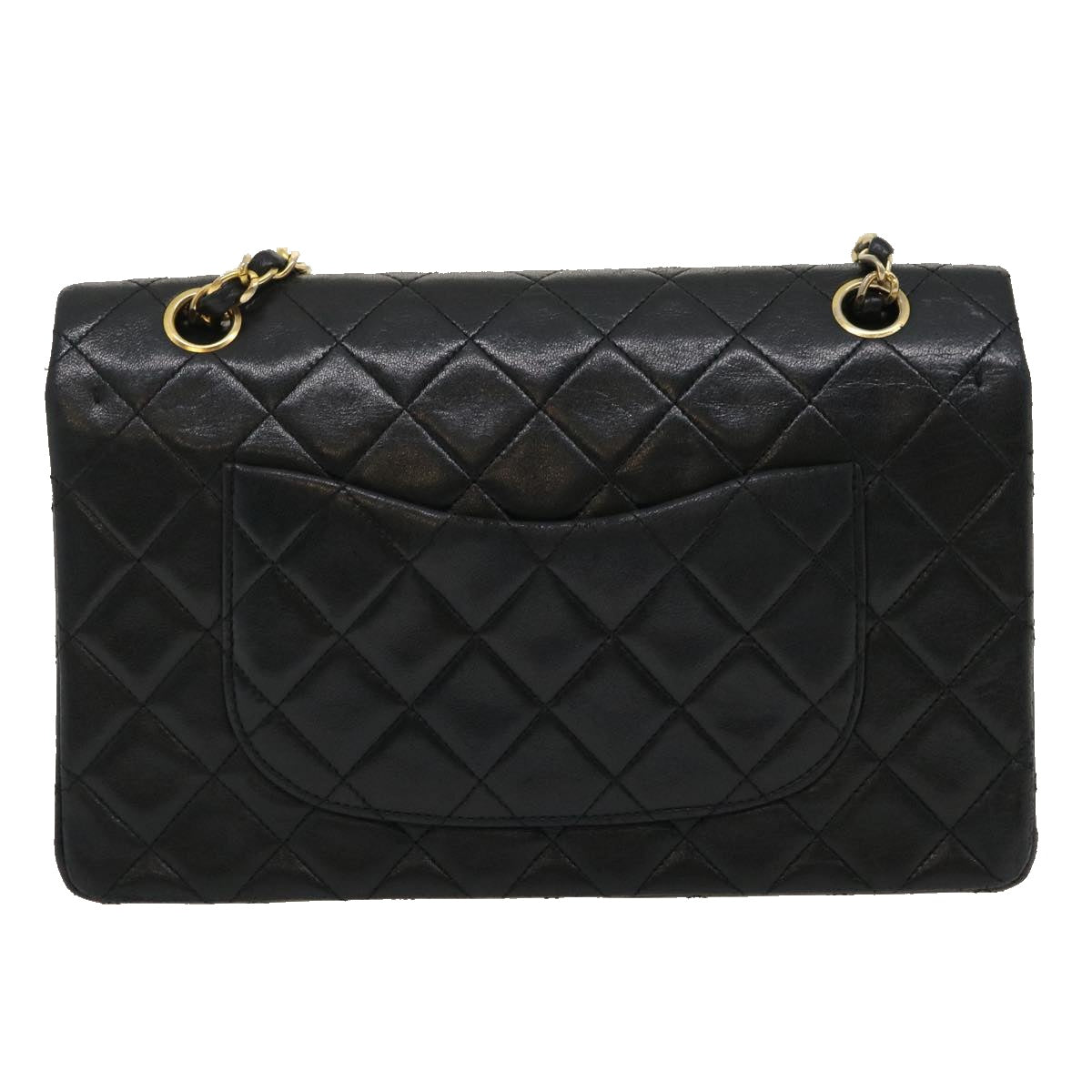 CHANEL Classic Matelasse 25 Chain Flap Shoulder Bag Lamb Skin Black Auth lt448A