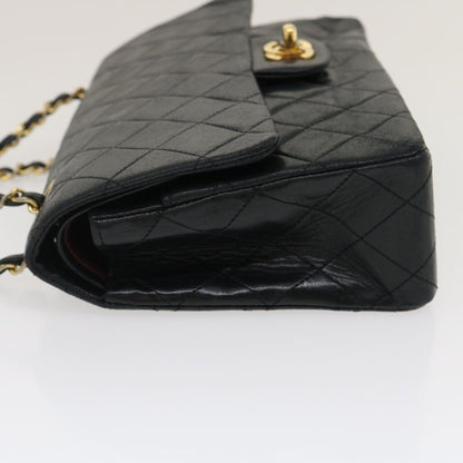 CHANEL Classic Matelasse 25 Chain Flap Shoulder Bag Lamb Skin Black Auth lt448A