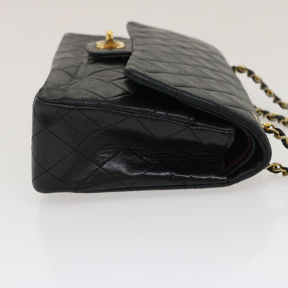 CHANEL Classic Matelasse 25 Chain Flap Shoulder Bag Lamb Skin Black Auth lt448A