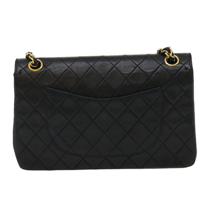 CHANEL Classic Matelasse 25 Chain Flap Shoulder Bag Lamb Skin Black Auth lt449A