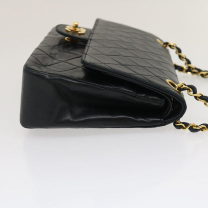 CHANEL Classic Matelasse 25 Chain Flap Shoulder Bag Lamb Skin Black Auth lt449A