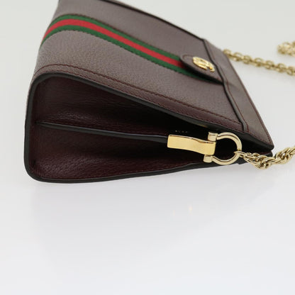 GUCCI Marmont WebSherry Line Shoulder Bag Leather Red 503877493075 Auth lt580