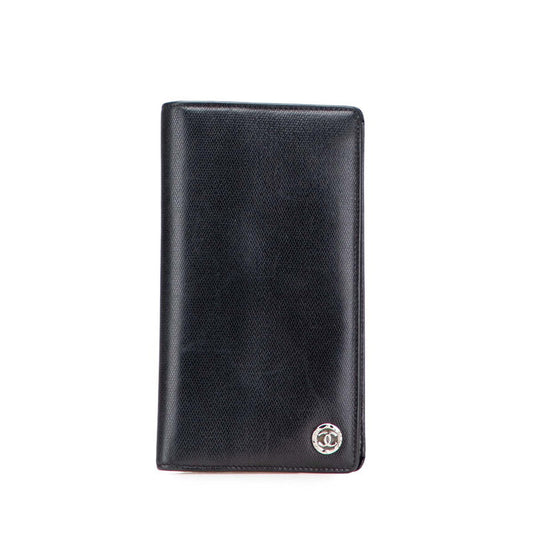 Chanel Coco Button Leather Long Wallet