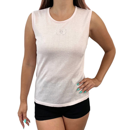 CHANEL Vintage 06P CC Mark Logo Sleeveless Knit Top #38 Pink Cotton Rank AB