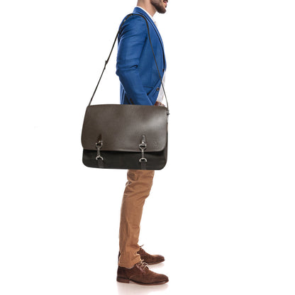 LOUIS VUITTON Black/Green Taiga Leather Dersou Messenger Bag