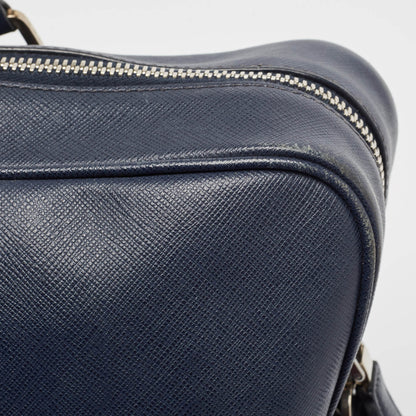 PRADA Navy Blue Saffiano Leather Two Way Travel Briefcase