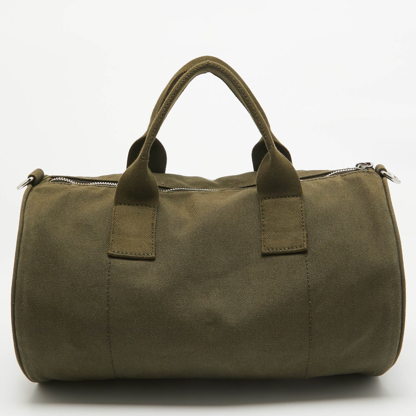 PRADA Green Logo Jacquard Canvas Boston Bag