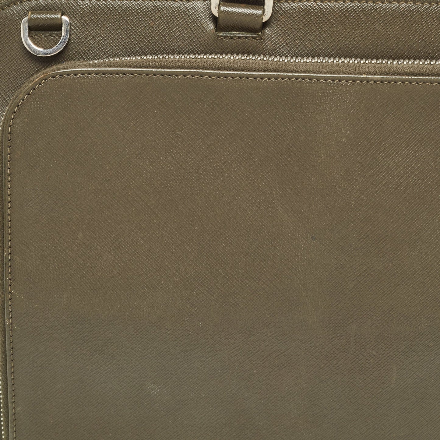 PRADA Olive Green Saffiano Lux Leather Front Pocket Briefcase Bag