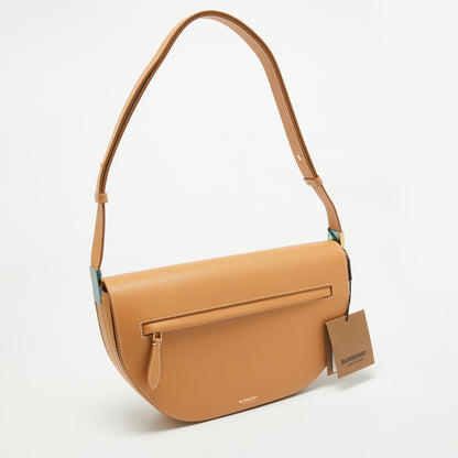 BURBERRY Warm Sand Leather Medium Olympia Shoulder Bag