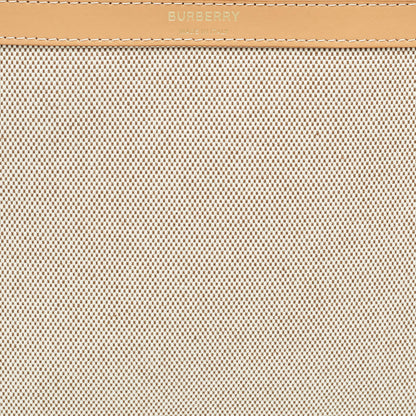 BURBERRY Beige/Tan Canvas and Leather Wristlet Pouch