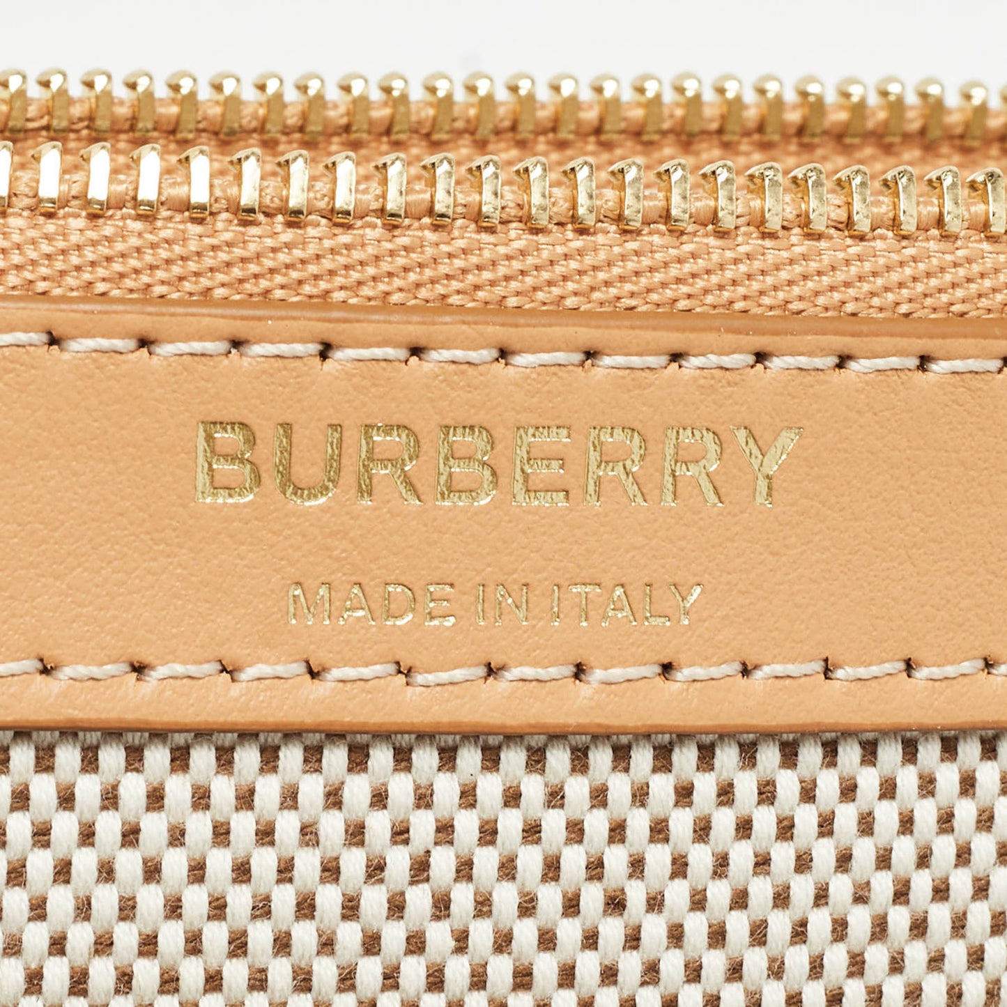 BURBERRY Beige/Tan Canvas and Leather Wristlet Pouch
