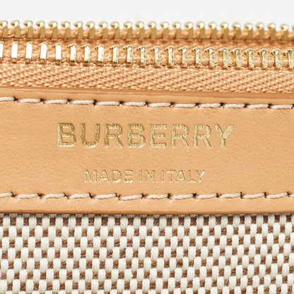BURBERRY Beige/Tan Canvas and Leather Wristlet Pouch