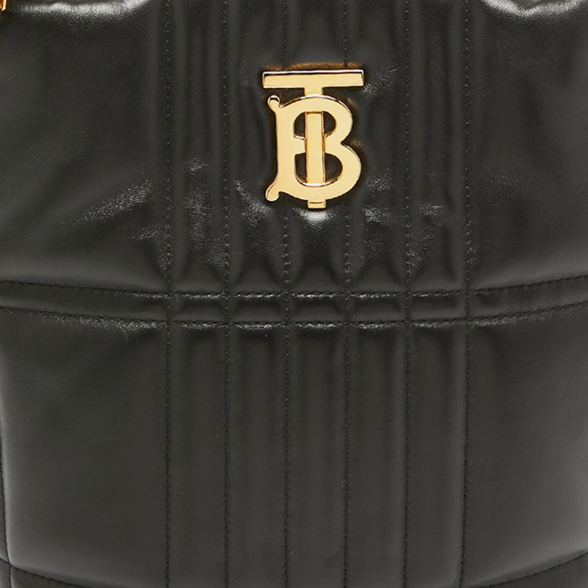 BURBERRY Black Quilted Check Leather Small Lola Bucket Bag