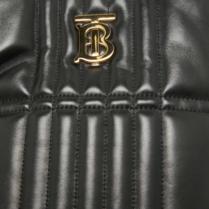 BURBERRY Black Quilted Check Leather Small Lola Bucket Bag