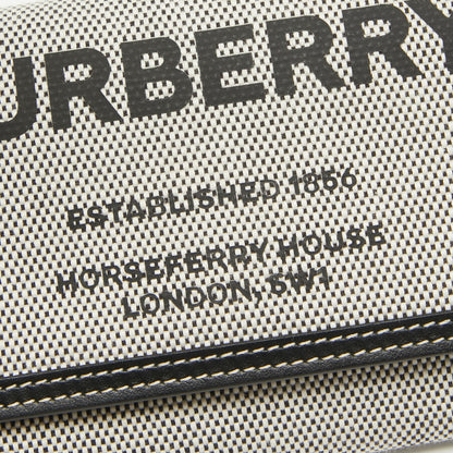 BURBERRY Black/White Canvas and Leather Halton Continental Wallet