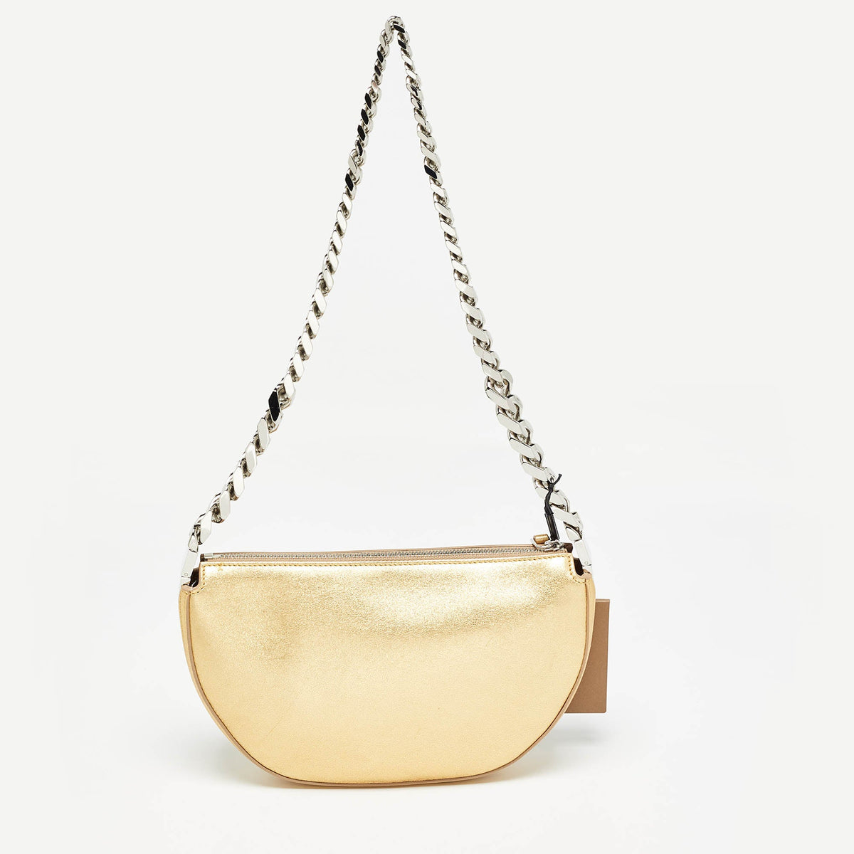BURBERRY Gold Leather Mini Olympia Zip Chain Bag