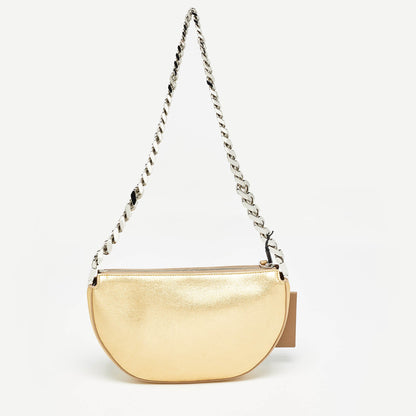 BURBERRY Gold Leather Mini Olympia Zip Chain Bag