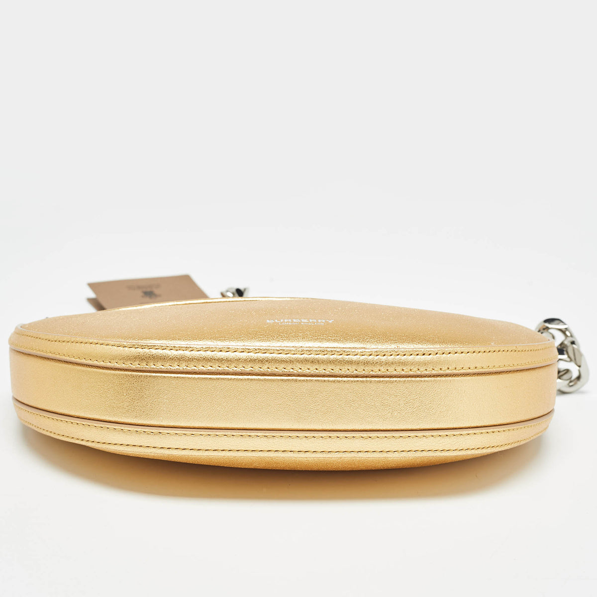 BURBERRY Gold Leather Mini Olympia Zip Chain Bag