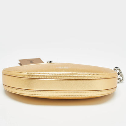 BURBERRY Gold Leather Mini Olympia Zip Chain Bag