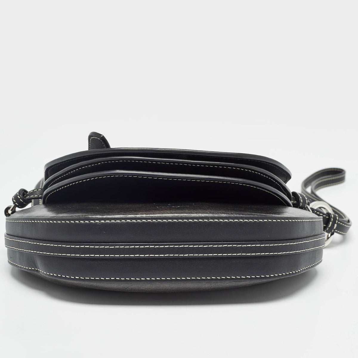 BURBERRY Black Leather Mini Double Olympia Bag