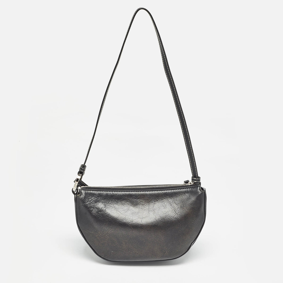 BURBERRY Black Leather Mini Double Olympia Bag